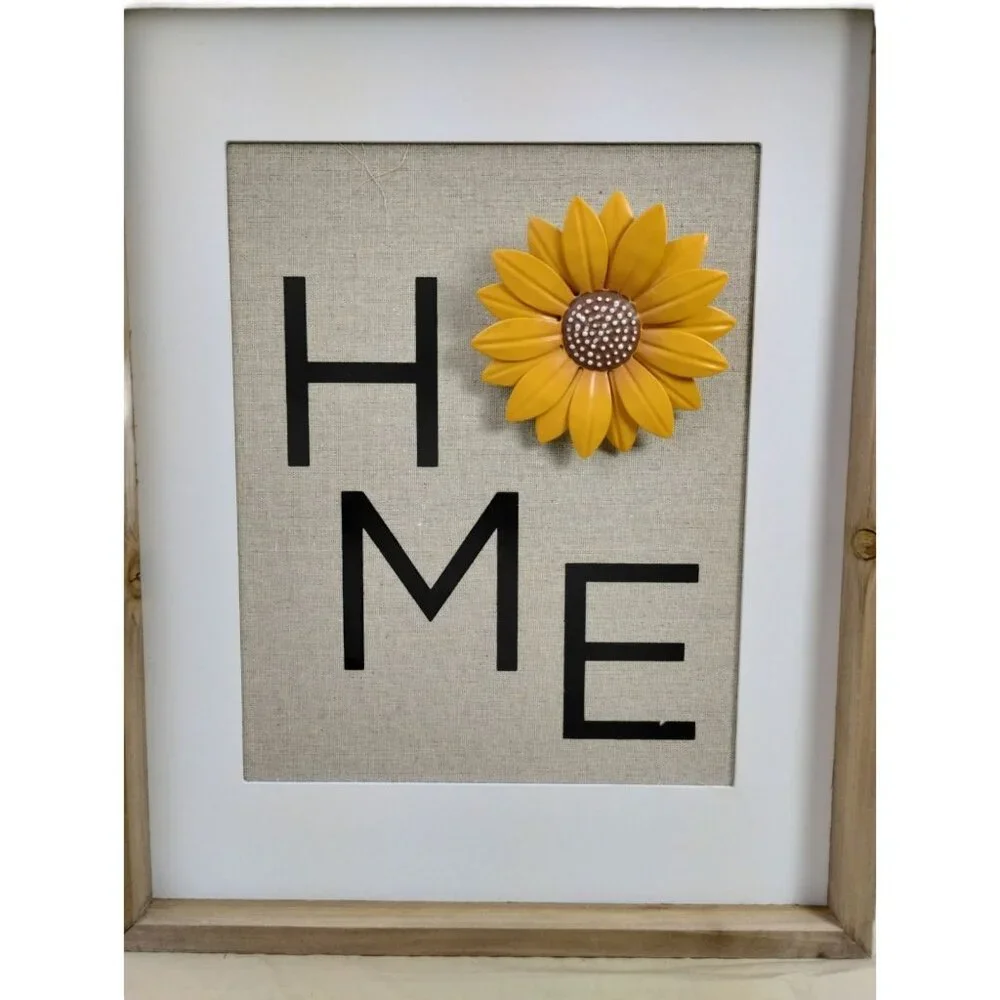 Place & Time 3D Sunflowers Home Decorative Wooden Sign 19 x 16 inch New